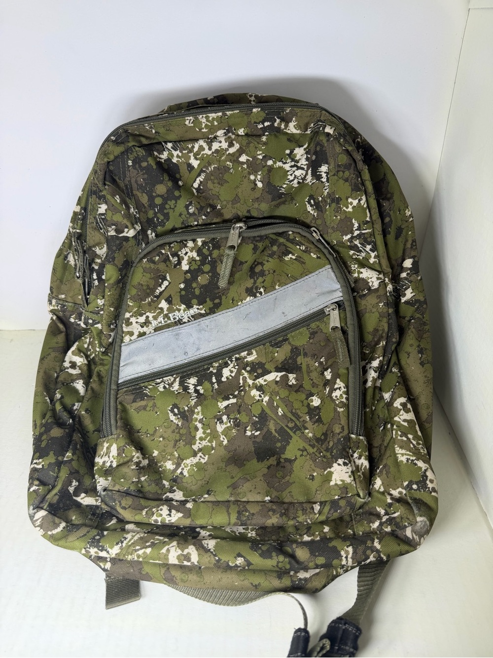 L.L. Bean Olive and White Camouflage Backpack